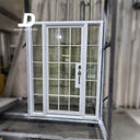 traditional iron glass french single door with sidelights