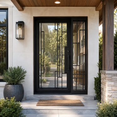 Legend Iron Doors Iron Modern Iron Entry Door with sidelight