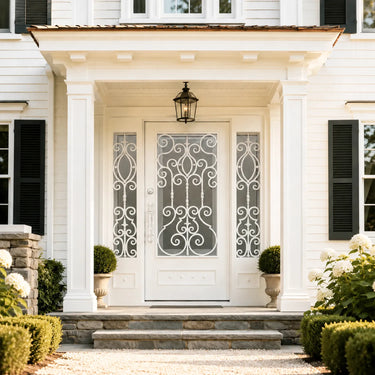Iron front Wrought Single Door with double sidelights