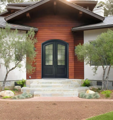 Handmade iron entry double door with black color