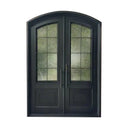 Handmade iron entry double door with arch top