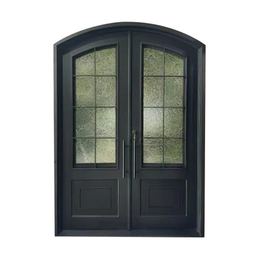 Handmade iron entry double door with arch top