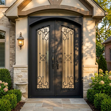 Legend Iron Doors thermal break wrought iron exterior door with screen