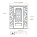 Iron front entry single door with sidelights