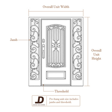 Iron front entry single door with sidelights