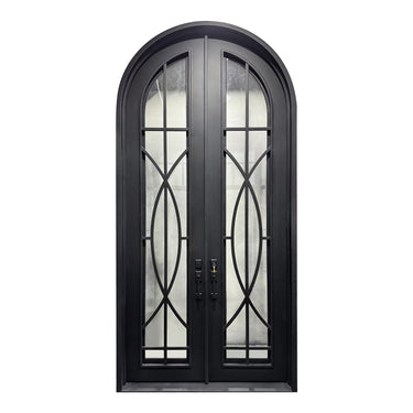 Legend Iron Doors wrought iron front double door with round top
