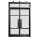 Glass iron french double door with transom