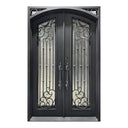 luxury iron entry double door with tempered glass