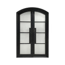 Legend Iron Doors Double Iron French Door with Frosted Glass and black color