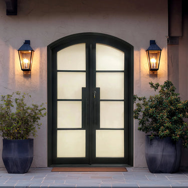 Legend Iron Doors Double Iron French Door with Frosted Glass