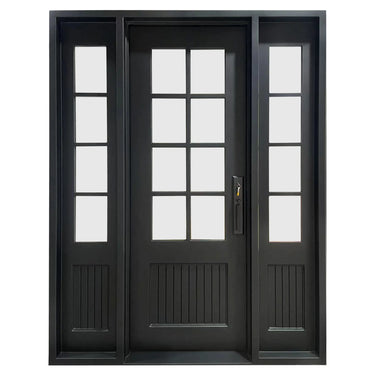 High quality iron french single door with sidelighjts