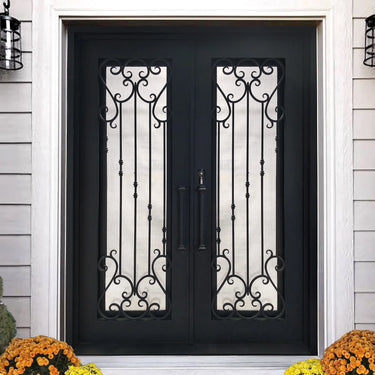 Legend Iron Doors Wought Iron Double Front Door with Symmetrical Design