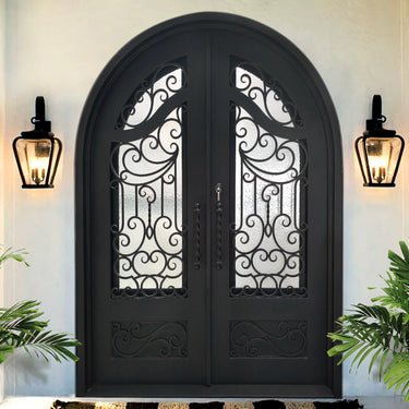 egend Iron Doors Double Entry Iron Door with Detailed Scrollwork Design