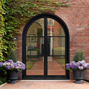 Legend Iron Doors Decorative Thermal Break Iron French Double Door with Round Top TF113