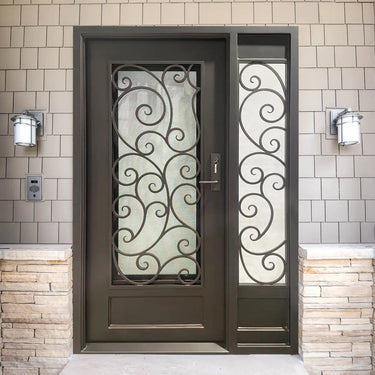 Legend Iron Doors High Quality Iron Single Door with One Sidelight