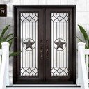Legend Iron Doors Iron Entry Double Doors with Square Top and Scrollwork