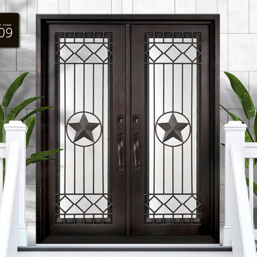 Legend Iron Doors Iron Entry Double Doors with Square Top and Scrollwork