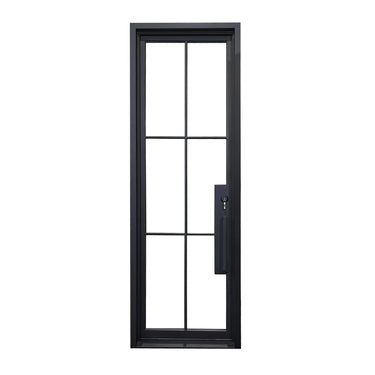 Black framed iron french single door with glass