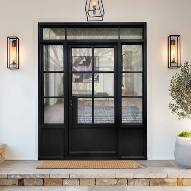 Legend Iron Doors Iron French Single Door with Sidelights and Transom