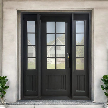 Custom Made Iron Single French Door with Sidelights