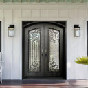 Legend Iron Doors Thermal Break Iron Double Front Door with Ornate Scrollwork