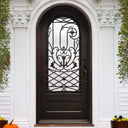 Legend Iron Doors Iron Entry SIngle Door with Ornate Scrollwork and Kickplate