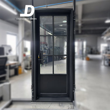 LID metal french glass door with kickplate and black color