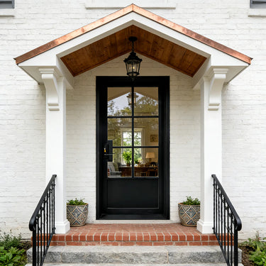Black iron french single door with 6lits