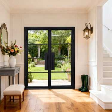 Legendirondoors iron French double door with 4 lite tempered clear glass