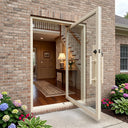 Legend Iron Doors luxury iron pivot front door with full glass panel