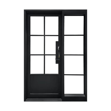 Legend Iron Doors iron glass french single door with a sidelight