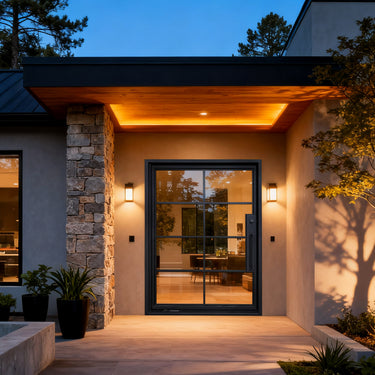 Modern full glass pivot iron entry door with black frame