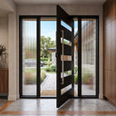 modern insulated pivot door with sidelights