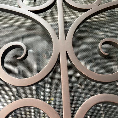 Metal Door with Decorative metal grille snd a mesh