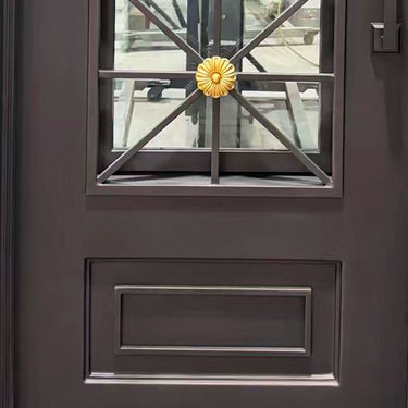 Wrought Iron Exterior Entry single Door with clear glass