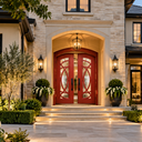 Arch top iron wrought entry door with custom color