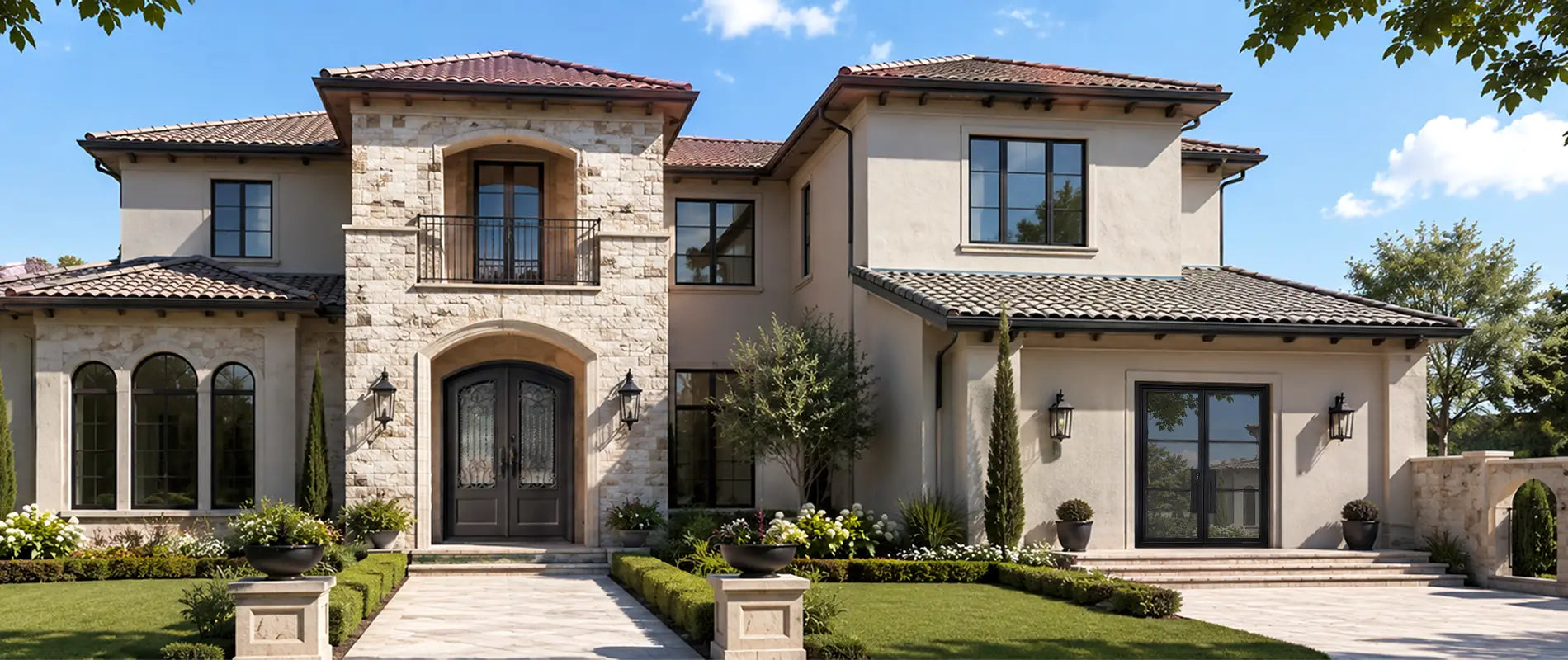 Wrought iron doors with glass