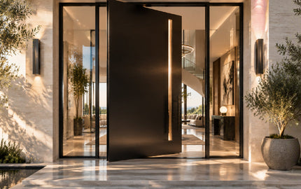 Modern Pivot Door with Two Sidelights