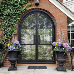 Wrought iron french double door