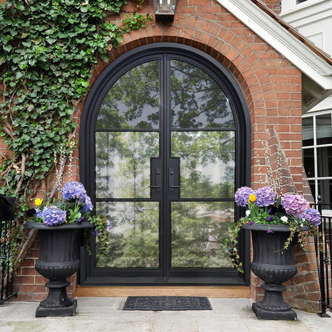 Wrought iron french double door