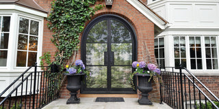 Wrought iron french double door