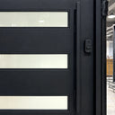Black pivot front door with smart lock