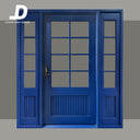 Legendirondoors Navy Blue iron french single door with two sidelights