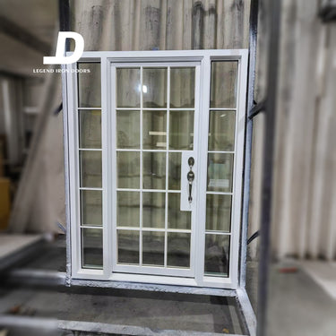 traditional iron glass french single door with sidelights