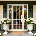 Legendirondoors white frame iron French single door dual sidelights