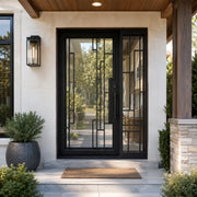 Custom Contemporary Iron Front Single Door with A Sidelight W134