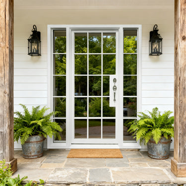 Legendirondoors iron French single door with white color and sidelights