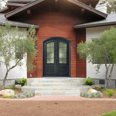 Handmade iron entry double door with black color