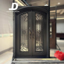Handcrafted Metal Double Front Door with Screens