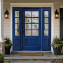 Legendirondoors thermally broken Navy Blue iron french single door with sidelights